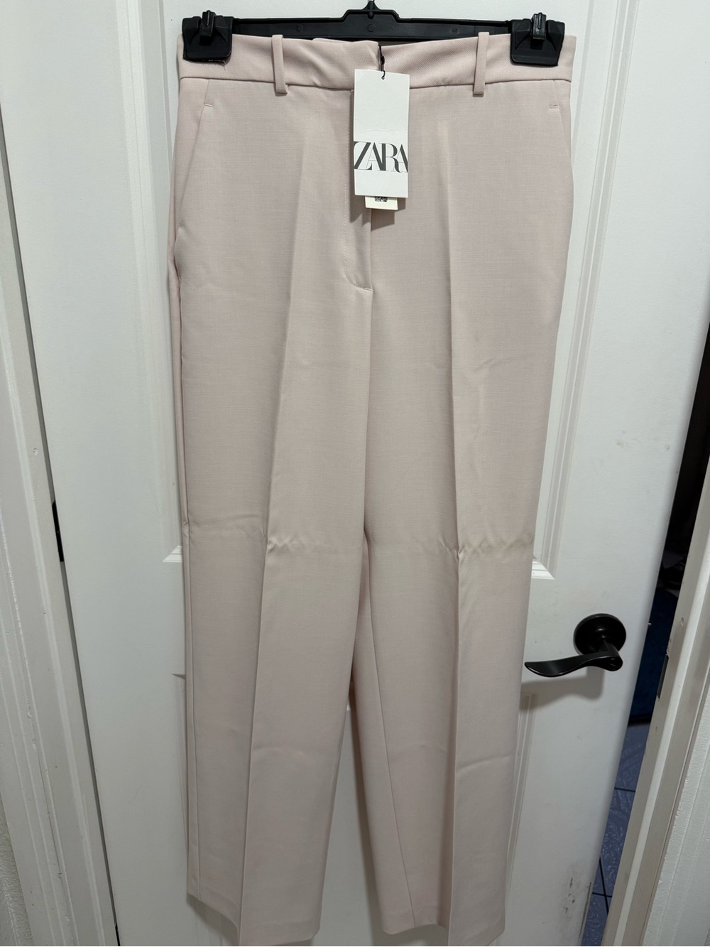 Zara Light Cream/Light pink Straight-Leg Tailored Trousers